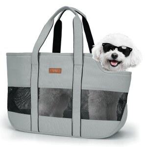 작은 개, 고양이를 위한 레키리스 개 지갑 공간, 통기성 클립이 넓은 캐리어, 디자인(그레이) 캐리어 하네스 토트백 안전한 - 지갑, 있는