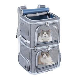 고양이 2마리를 위한 그록스콕스 더블 캣 펫을 반려동물 컴파트먼트 및 야외 백팩, 반려견 듀얼 캐리어, 캐리어 백팩 피크닉용 여행/스트롤 중형견을