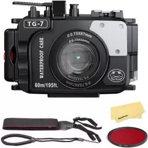 SeaFrogs 터프 TG7 [60m/195피트] 전문 수중 카메라 스쿠버 케이스 방수 다이빙 하우징 for Om System tg7