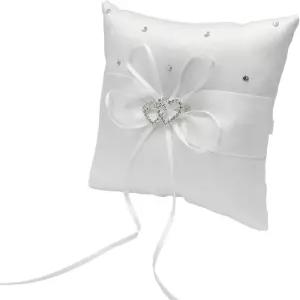 루오모르고 1팩 링 베어러 베개 - 해변/정원 결혼식을 위한 린스톤 장식 쿠션 리본 활이 달린 유품