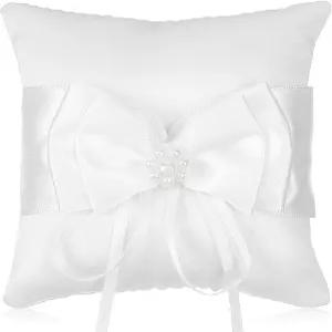 시바 웨딩 링 베어러 베개 진주 쿠션 3.9인치 새틴 보크노트 홀더 리본 포함 해변 결혼식 프로포즈 파티