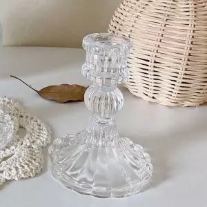 투명 유리 촛대 캔들 홀더 인테리어 소품 티라이트 향초 받침 집들이 개업 선물 테이블 장식