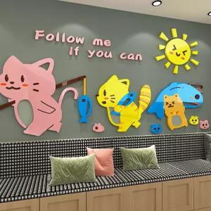 아크릴 고양이 벽장식 입체 스티커 벽지 거실 침실 소파 테코 인테리어 자가접착