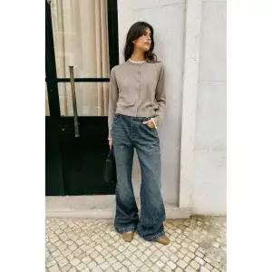 국내배송 자라 ZARA 여성 레이스 트리밍 니트 가디건 밍크 3920760706 1852296