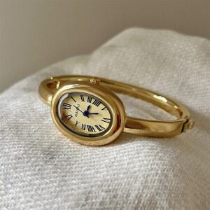 시계 금카네이션 욕조 팔찌 금장미 라이트 선물 여성 엔드 손목 라운드 로즈 패션 석영 금속 러블리 하이