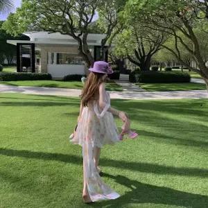 타노스여친 원피스 스커트 섬 숄더 튜브탑 바캉스 데일리룩 일자 프린트 오픈백 쉬폰 KUK1