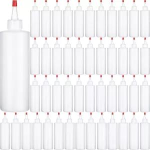 Jinei 60 팩 8온스 플라스틱 스퀴즈 병 클리어 조미료 레드 팁 캡 주방 빈 스퀴트 용기 누수 방지 예술