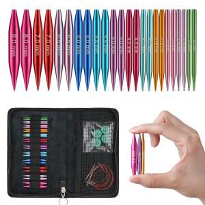 구클루드 숏 교체용 뜨개질 바늘 세트 양말용 2인치 숏티 원형 바늘, 사이즈 미국 2.5, 3, 4, 5, 6, 7, 8, 9, 10, 10.5, 11(케이블, 액세서리 및 케이스 포함)