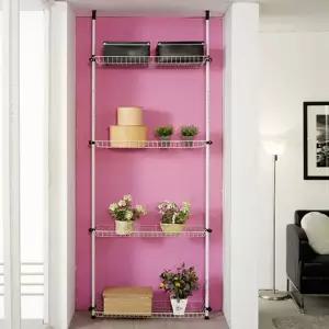 옷정리 옷수납장 커텐행거 커버행거 선반 4단 행거 베란다