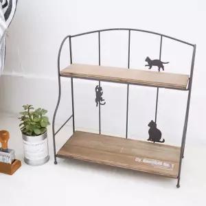 [마이모노샵][마이모노샵] 미니화분 장식품 수납 정리 철제 우드 고양이 선반 거치대 (17394839)