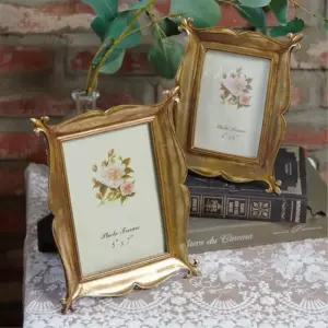 [마이모노샵][마이모노샵] 거실 카페 레스토랑 장식품 탁상 앤틱 사각 골드 사진 액자 (17394739)