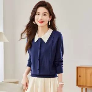 EAMT 여성용 니트 롱루즈핏티 베이비 칼라 와이드 긴팔 티셔츠 봄가을 스웨터 루즈핏 슬림핏 폴라넥 톱 YJ3