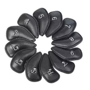 12종세트 인조가죽 골프 아이언 클럽 헤드 커버 덮개 파우치 골프채