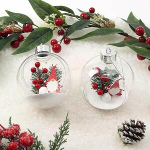 [2개구성] Jdt 트리 크리스마스 산타요정 트리장식 소품 스노우 장식 10cm 투명 2p 장식볼 HWFFSFWN