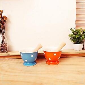 [2개구성] 소 절구 만능다지기 전동다지기 도자기 통 도트 색상랜덤 방망이 폴카 HW2789CF