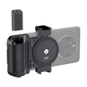 [미국배송] 삼각대 장착 및 탈착식 무선 셔터 리모컨이 있는 휴대폰 카메라 그립 스마트폰 사진 촬영 클립 폰용 셀카 핸들 스탠드 기타 브이로그 비디오 블랙