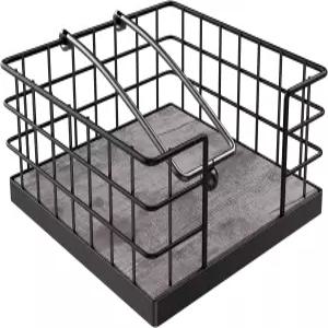 호모데 농가 냅킨 홀더 종이 냅킨용 나무 테이블용 사각 주방 디스펜서 웨이트 암이 있는 평평한 바구니