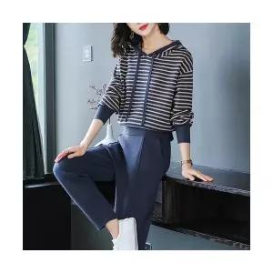 헐크 여성 여친 트레이닝복 긴팔세트 스트라이프 맨투맨 세트 봄가을 루즈핏 니트 스웨터 투피스 KKE1