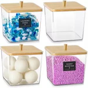 세제용 세탁 보관 용기 스쿱이 있는 아크릴 세제 병 세탁실 정리용 대형 포드 정리 디스펜서