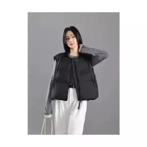 헐크 여성 여친 베스트 패딩 캐주얼 다운 조끼 라운드 네오프렌 스트링 밑단 민소매 KKE1