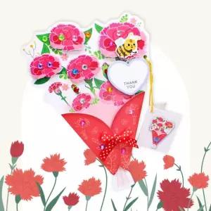 [개미물류] 카네이션편지지 꽃다발 카드 스승의날 감사인사 부모님 엽서 선물 어버이날 입체편지지