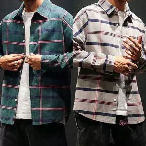 캐주얼 셔츠 커플티 남여공용 체크 남방cde507