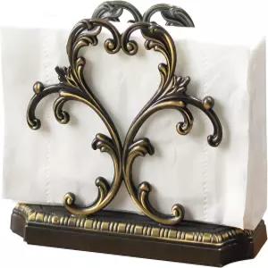 황동 냅킨 홀더+50PCS 크리스마스 일회용 골드 홀더 종이 냅킨용 주방 명함 홀더(블랙 홀더)