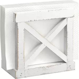 반야드 디자인 테이블용 농가 냅킨 홀더 - 빈티지 러스틱 디스펜서 주방용 6.75인치 x 5.5(화이트)