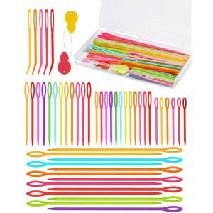 UOOU 67 PCS 플라스틱 바늘, 5가지 크기의 실 실용 다닝 코바늘 큰 눈의 뜨개질, 직조 및 바느질용 바늘