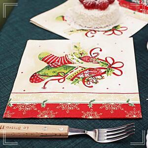 [2개구성] 크리스마스 양말 포인트 장식 소품 디너 가정용 아트 재료 업소용 티슈 종이식탁용 AW9CFC30