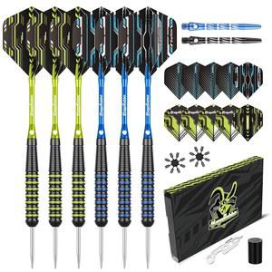 메이지래빗 프로페셔널 메탈 팁 다트 6Pcs 22g, 토너먼트 등급 스틸 16개 추가 비행, 샤프트 8개 및 샤프너 완전 액세서리 키트 리그 플레이용