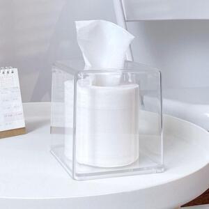 [2개구성] 사각 투명 케이스 화장지 테이블 위 욕 집들이선물 친구선물 휴지 두루마리 티슈 커버 AWFFK8WP