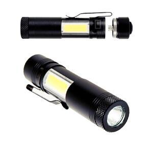 [2개구성] AA건전지 스마트 줌 LED E 텍티컬 소형 클립 미니 랜턴 AWE677DA