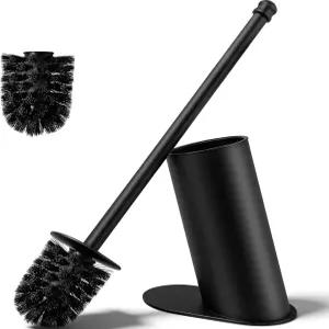 변기 브러시 및 홀더 세트 16.5인치 장거리 손잡이가 있는 스테인리스 스틸 숨겨진 헤드가 기울어진 용기