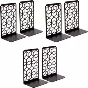 Geomod 3D 큐브 블랙 메탈 북엔드 무거운 책을 위한 장식용 - 튼튼한 보호 북 스톱 최소한의 책꽂이 스토퍼