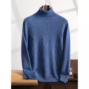 아이언하트 남친 남성용 터틀넥 풀오버 루즈핏 기모 도톰 스웨터 자카드 캐시미어 음표 칼라넥 KKE1