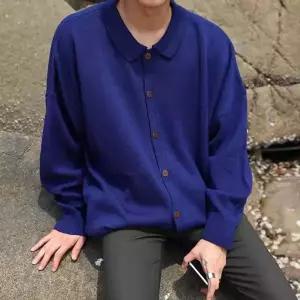 아이언하트 니트 빈티지 남친 남성용 스웨터 칼라넥 터틀넥 풀오버 솔리드 루즈핏 반오픈 긴팔 코트 KKE1