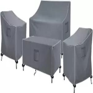 SIRUITON 파티오 가구 커버 4종 세트 야외 헤비 듀티 옥스포드 내구성 방수 패브릭 의자 소파 커피
