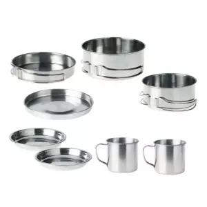 [셀러에이드]8개세트 1-2인 미니 스텐 캠핑 식기 세트 코펠 1인세트 그릇