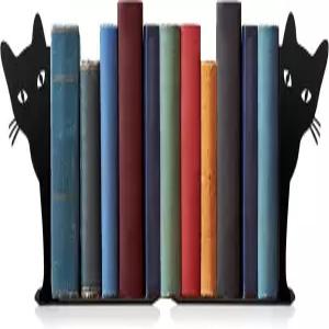 들여다보는 고양이 금속 책꽂이 귀여운 장식품 n홈 오피스 책상 n책꽂이 n여성을 위한 애호가 선물 n(블랙)