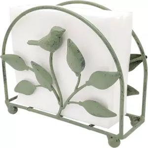 주철 새와 나무 클래식 냅킨 홀더/테이블탑 프리스탠딩 티슈 디스펜서 러스틱 그린