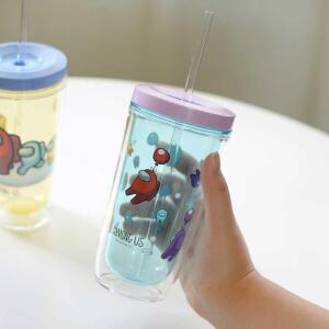 [2개구성] 텀블러_민트 투명 손잡이 물병 캐릭터 빨대 보틀 BHW8F6B5C