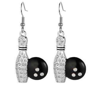 UNIFT 여성용 볼링 귀걸이 다이아몬드 장식이 달린 시크 패션 스포츠 스타일 볼링공 볼링공, 애호가 주얼리 선물, 실버