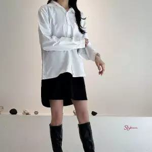 여성 모던 깔끔한 포켓 남방 와이셔츠 루즈핏lmn673