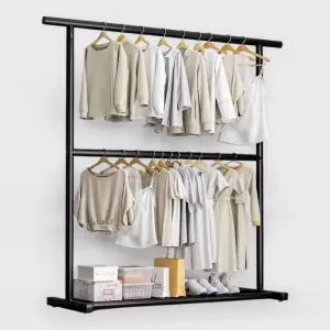 틈새코너행거 스탠드외투걸이 대용량옷정리 옷걸이 이중라인 코트랙 안방