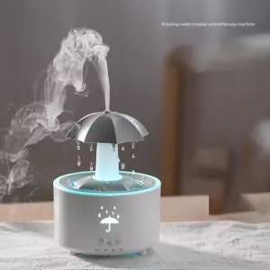 빗소리 폭포수 무드등 가습기 인테리어 힐링 리모컨 조명 지붕회전