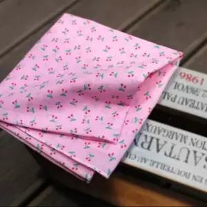 (핑크 체리) 국산 면 스카프/손수건/반다나-개별포장-도매매가능