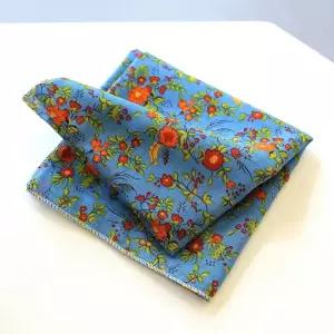 (푸른 꽃) 국산 면 스카프/손수건/반다나-개별포장-도매매가능-동일가격선택묶음가능