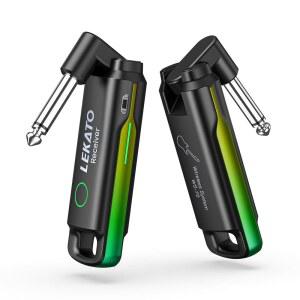 [미국배송] LEKATO 무선 기타 시스템 UHF 송신기 충전식 오디오 및 베이스 전기 악기용 70채널 수신기-그린