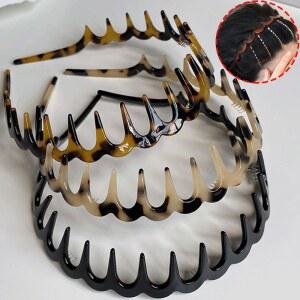 패션 웨이브 머리띠 솔리드 컬러 이빨 미끄럼 방지 헤어 밴드 페이스 워시 스포츠 액세서리